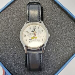 Disney 75 Years w/ Mickey Mouse Silver-Toned Watch Like-New